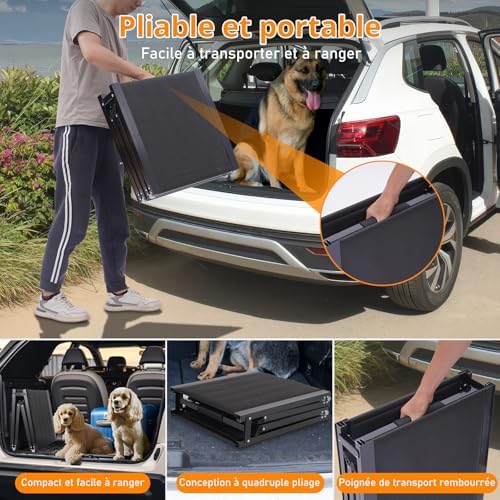 Rampe chien voiture extra longue et large pour une sécurité optimale