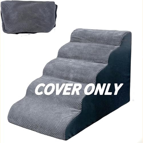 Housse de rechange pour escalier pour chien en mousse à 5 marches - Gris