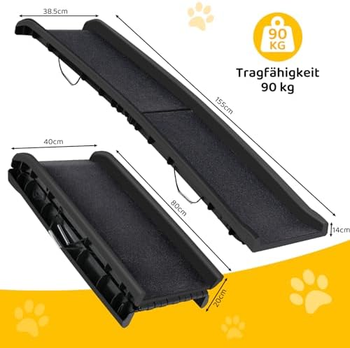 Rampe chien voiture antidérapante et pliable pour animaux âgés et lourds