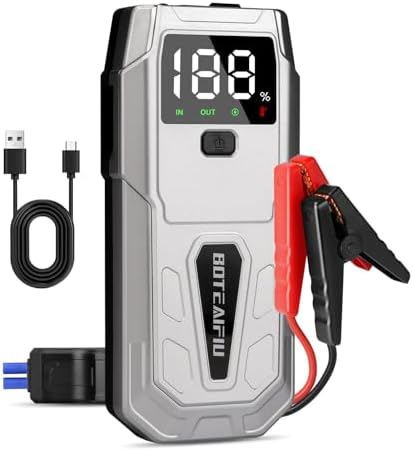 Booster Batterie Voiture Puissant avec Écran LCD et Lampe LED d'Urgence