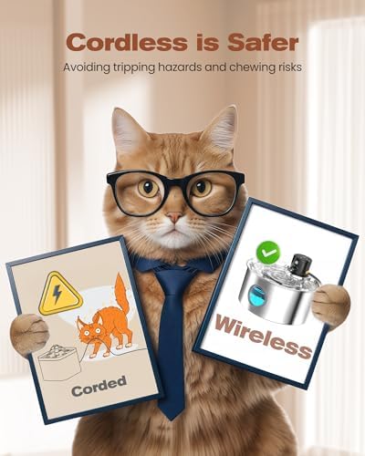 Fontaine à eau chat sans fil avec détecteur de mouvement pour hydratation optimale