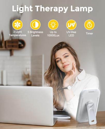 Lampe luminothérapie pour améliorer l'humeur et le sommeil avec luminosité réglable