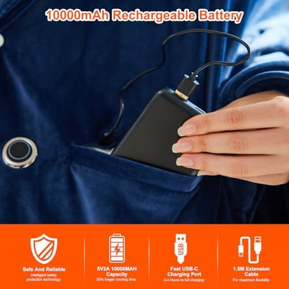 Couverture chauffante USB sans fil et portable avec 3 niveaux de chaleur