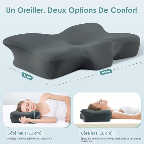 Oreiller ergonomique cervical avec mousse mémoire pour un soutien optimal et confort durable