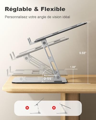 Support pour ordinateur portable ergonomique et portable avec refroidissement rapide