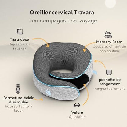 Oreiller ergonomique cervical pour un confort optimal en voyage