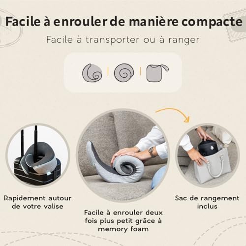 Oreiller ergonomique cervical pour un confort optimal en voyage