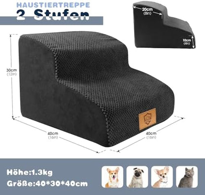 Escalier pour chien à 2 marches avec confort et design pour animaux à pattes courtes