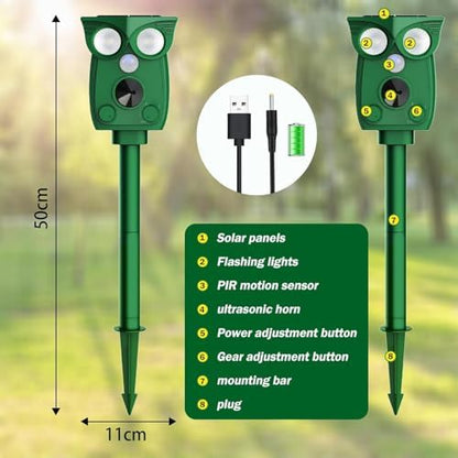 Répulsif pour chats avec capteur de mouvement avancé et énergie solaire