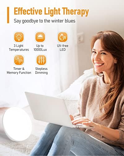 Lampe luminothérapie à spectre complet 10 000 Lux avec réglages personnalisables