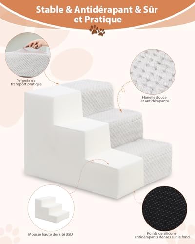 Escalier pour chien à 4 marches avec stabilité et facilité de nettoyage