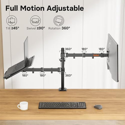 Support ergonomique pour ordinateur portable avec bras de moniteur réglable