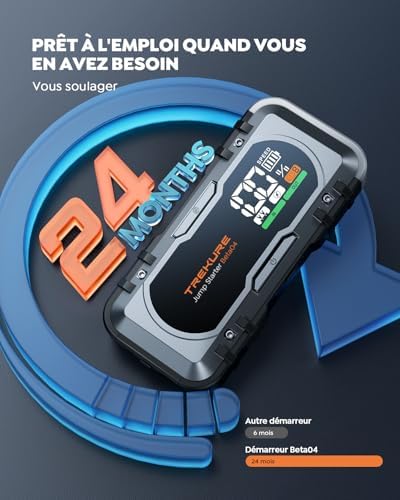 Booster batterie voiture multifonction 8-en-1 avec charge rapide et sécurité optimale