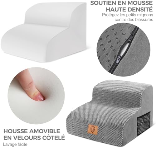 Escalier pour chien avec rampe douce et mousse haute densité pour un accès facile