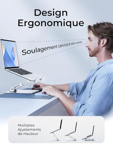 Support pour ordinateur portable ergonomique et ajustable pour un confort optimal