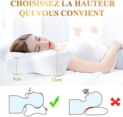 Oreiller ergonomique cervical en mousse à mémoire de forme pour un sommeil relaxant