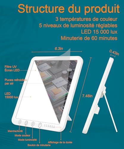 Lampe luminothérapie LED sans UV pour améliorer l'humeur et l'énergie