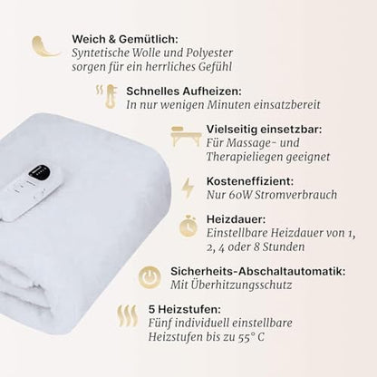 Couverture chauffante pour table de massage avec contrôle de température et sécurité