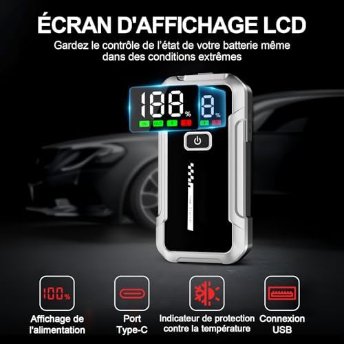 Booster batterie voiture puissant avec démarrage rapide et sécurité renforcée