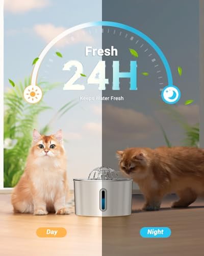 Fontaine à eau chat en acier inoxydable 304 avec design unique et système de filtration avancé