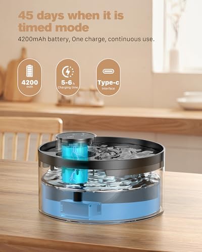 Fontaine à eau chat sans fil avec détecteur de mouvement et batterie rechargeable