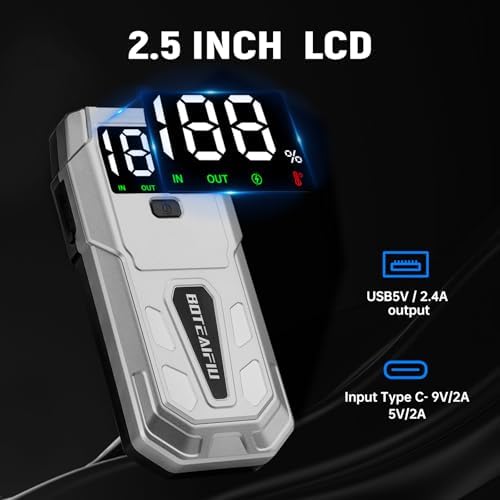 Booster Batterie Voiture Puissant avec Écran LCD et Lampe LED d'Urgence