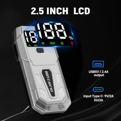 Booster Batterie Voiture Puissant avec Écran LCD et Lampe LED d'Urgence