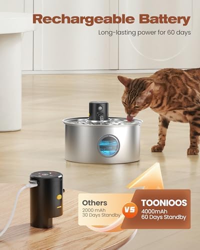 Fontaine à eau chat sans fil avec détecteur de mouvement pour hydratation optimale