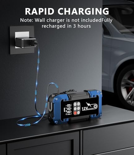 Booster Batterie Voiture 4000A Haute Performance avec Compresseur et Écran LCD