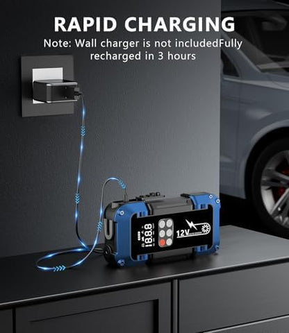 Booster Batterie Voiture 4000A Haute Performance avec Compresseur et Écran LCD