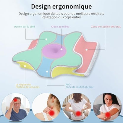 Oreiller ergonomique cervical avec mousse à mémoire de forme pour un soutien optimal
