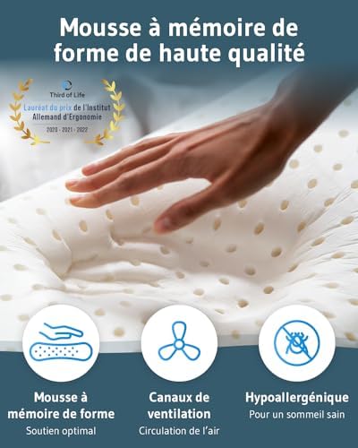 Oreiller ergonomique cervical idéal pour voyager et soulager les tensions musculaires