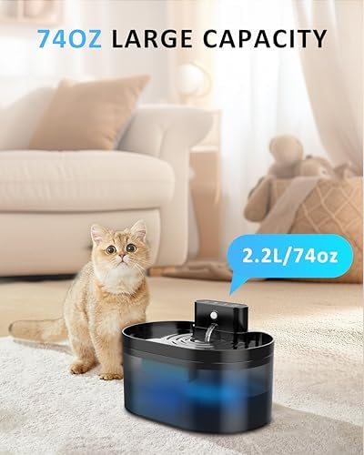 Fontaine à eau sans fil pour chat avec batterie longue durée et filtration avancée