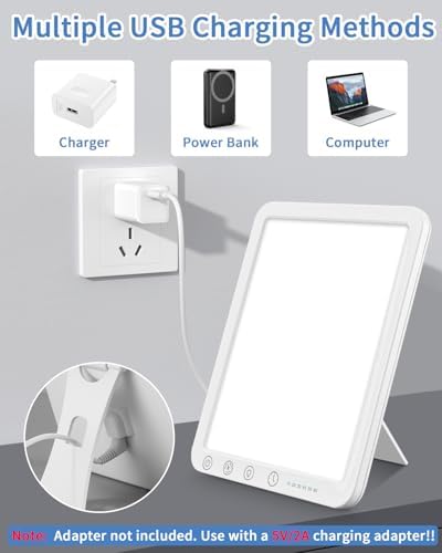 Lampe luminothérapie LED avec luminosité réglable et fonction minuterie