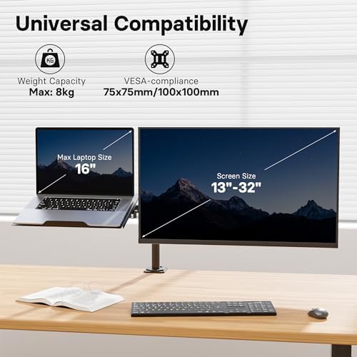 Support ergonomique pour ordinateur portable avec bras de moniteur réglable