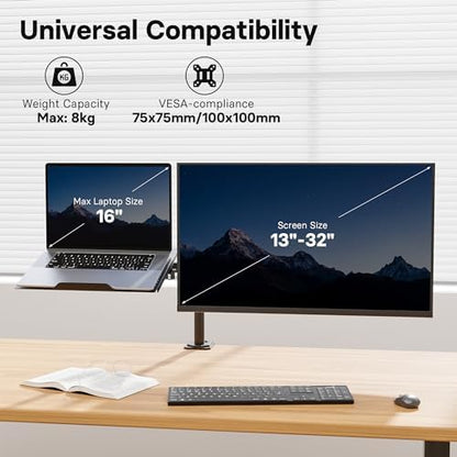 Support ergonomique pour ordinateur portable avec bras de moniteur réglable