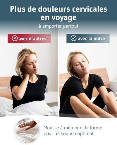 Oreiller ergonomique cervical idéal pour voyager et soulager les tensions musculaires