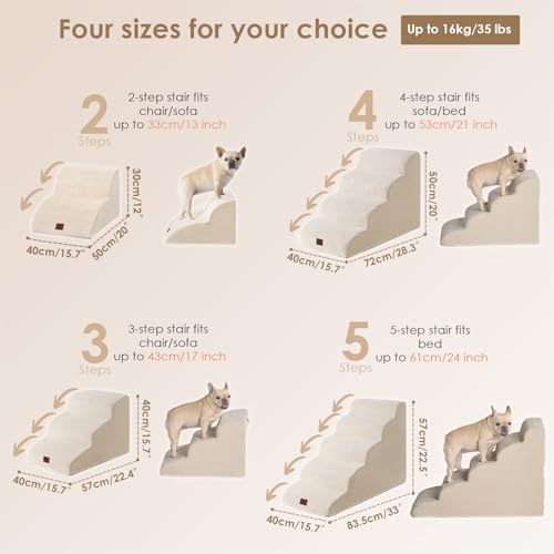 Escalier pour chien confortable et stable avec plusieurs tailles de marches