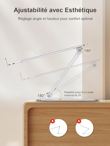 Support pour ordinateur portable avec conception innovante et ajustable pour un confort optimal