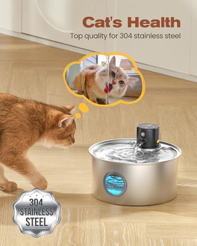 Fontaine à eau chat sans fil avec détecteur de mouvement pour hydratation optimale