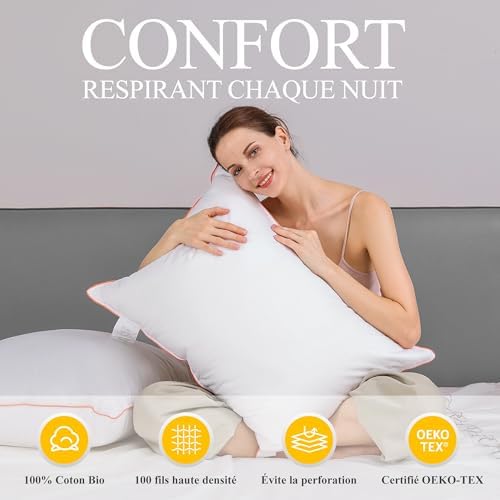 Oreiller ergonomique cervical pour un confort hôtelier et soutien optimal