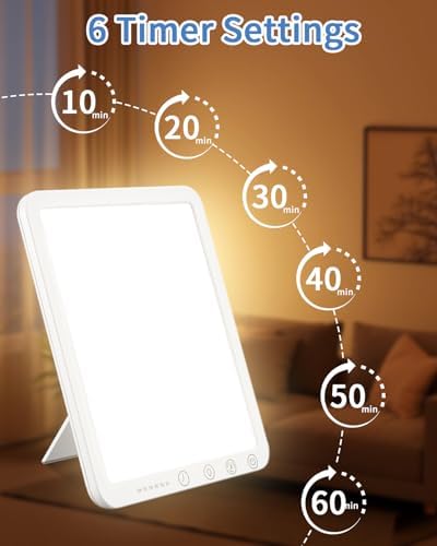 Lampe luminothérapie LED avec luminosité réglable et fonction minuterie