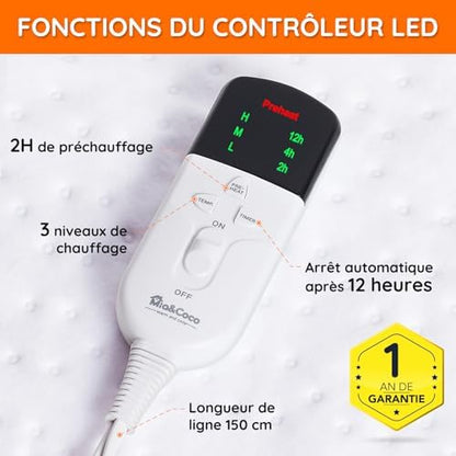 Couverture chauffante en polaire épaisse avec réglages de chaleur et sécurité avancée