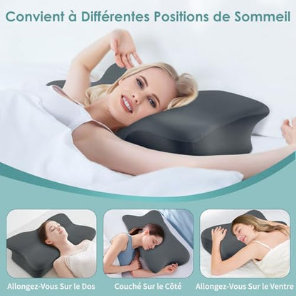 Oreiller ergonomique cervical avec mousse mémoire pour un soutien optimal et confort durable
