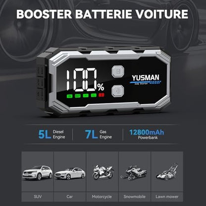 Booster Batterie Voiture Puissant avec Éclairage LED et Protection Multiple