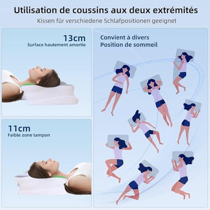 Oreiller ergonomique cervical avec mousse à mémoire de forme pour un soutien optimal