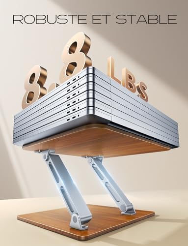 Support pour ordinateur portable en bois avec design ergonomique et compatibilité universelle
