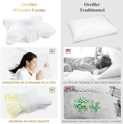 Oreiller ergonomique cervical en mousse à mémoire de forme pour un sommeil relaxant