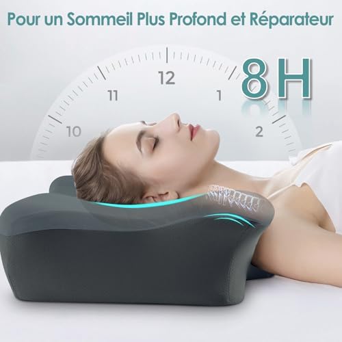 Oreiller ergonomique cervical avec mousse mémoire pour un soutien optimal et confort durable