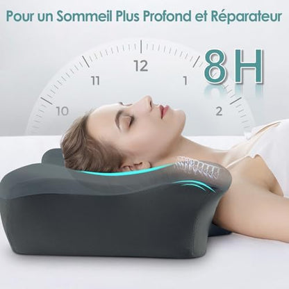 Oreiller ergonomique cervical avec mousse mémoire pour un soutien optimal et confort durable